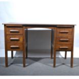 Oak twin pedestal desk