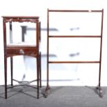 A Victorian mahogany washstand, adapted; a towel rail, and a Mahogany occasional table