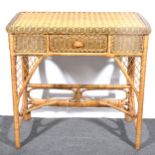 A modern rattan side table.