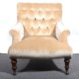 A Victorian club chair, stamped 'WB'