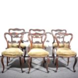 A set of six Victorian rosewood balloon back chairs.