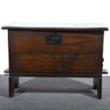 A joined oak small coffer, 18th Century and later.