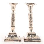 Pair of Edwardian silver candlesticks by William Aitken, Birmingham 1906.