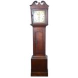 Oak longcase clock, signed Peck, Wellingboro'.