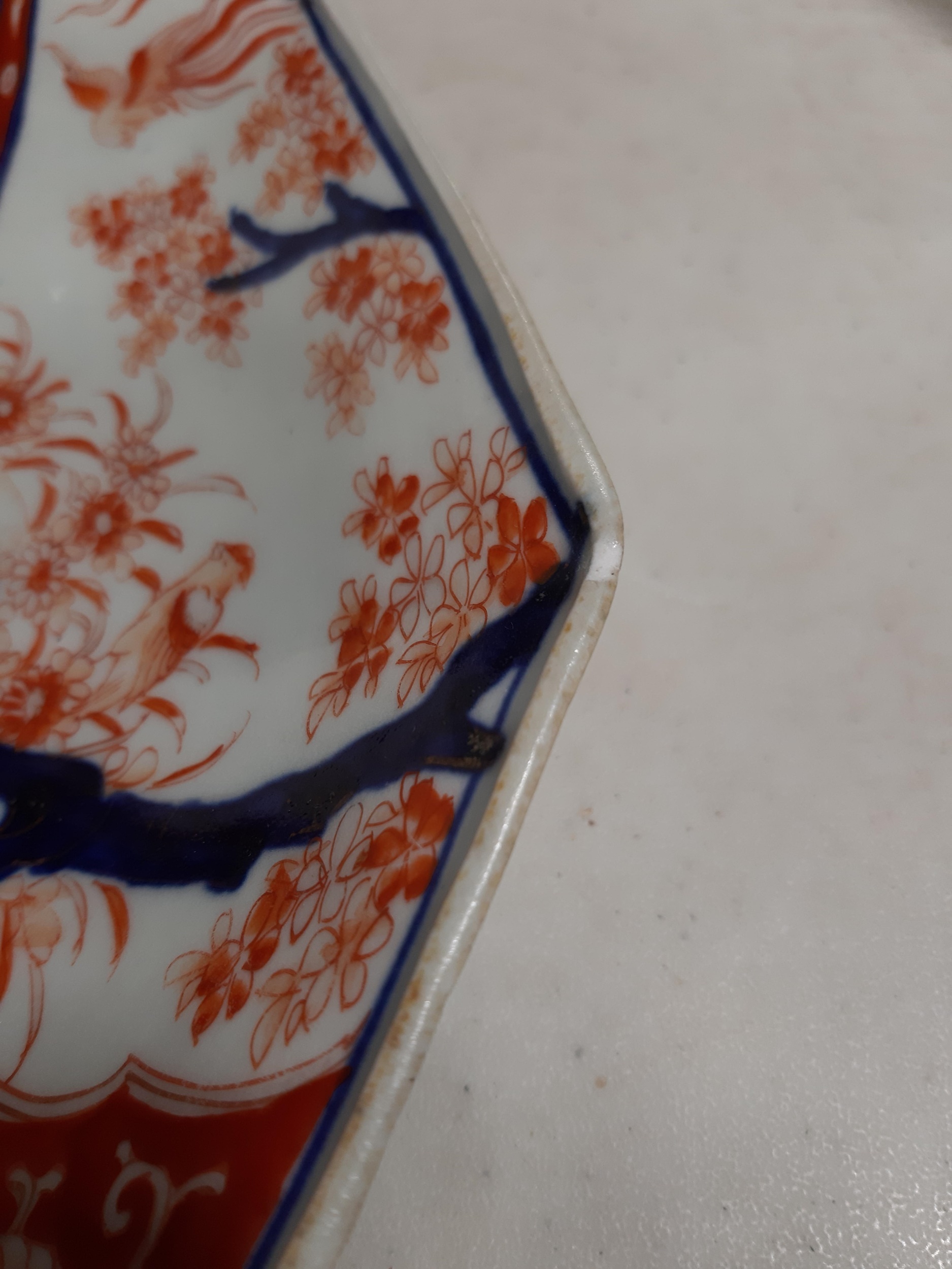A Staffordshire blue and white transfer printed tureen, and two Imari plates. - Image 3 of 9