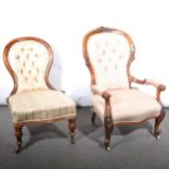 Victorian easy chair and a similar nursing chair.