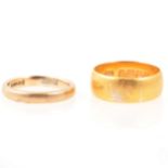 Two wedding rings, 9 carat yellow gold and 22 carat.