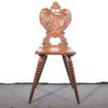 Edwardian oak hall chair, with a nautical theme.