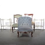Victorian nursing chair, pair of Regency style occasional tables, etc