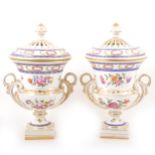 Pair of Continental porcelain campagna shape urns