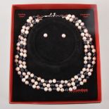 88 London Jewellery - a black and white freshwater pearl necklace and earstuds.