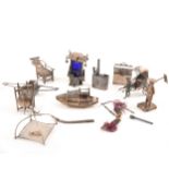 A collection of Chinese export silver miniature models by Tuck Chang of Shanghai