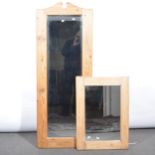 Two modern pine wall mirrors.