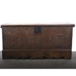 Carved oak coffer, 19th century.