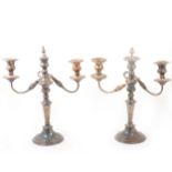 A pair of electroplated three-light candelabra.