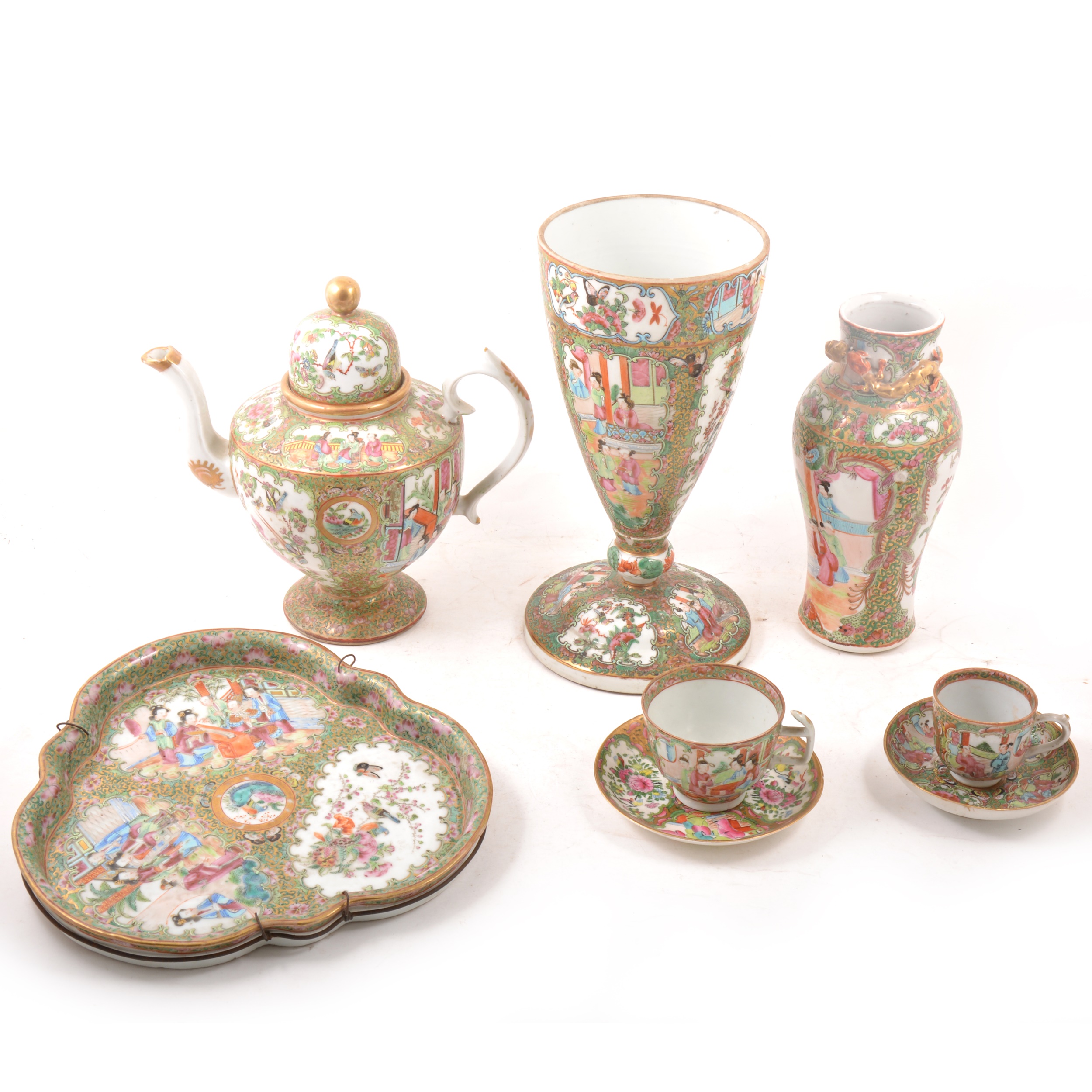 A collection of Chinese Famille Rose ceramics.