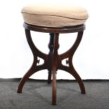 Victorian rosewood and inlaid adjustable piano stool.