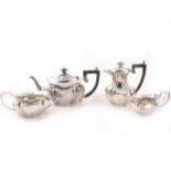 Silver four piece teaset by A & J Zimmerman Ltd (Arthur & John Zimmerman), Birmingham 1902/1903.