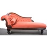 Victorian mahogany chaise-longue.