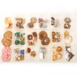 Twenty-eight pairs of costume jewellery earrings, paste, plastics, 1960's 1970's.