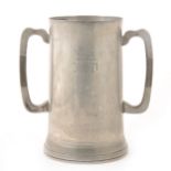 A Victorian pewter glass bottomed Loving Cup.