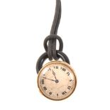 Cartier - an Art Deco pendant fob watch, black enamel decoration.