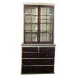 Part painted mahogany cabinet on chest.