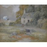 Peter Ghent - landscape with cottage.