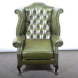 Georgian style leather wingback chair.