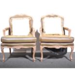 Pair of French fauteuil, late 20th century.