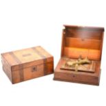Tunbridge Ware banded writing box and a letter press correspondence box