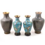 Two pairs of cloisonne vases.