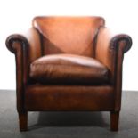 Contemporary leather tub chair.