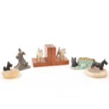 Scottie Dog related collectables, book ends, ashtrays, money box.