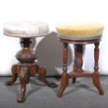 Two Victorian walnut piano stools.