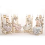 Lladro - Four figures of girls on seats