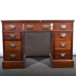 Victorian walnut twin pedestal desk.