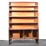 An oak open bookcase.