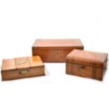 Three boxes, including Tunbridge, cigar box and writing box.