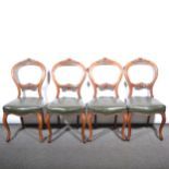 Set of six Victorian walnut balloon back chairs.