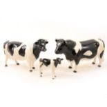 A Beswick Friesan Bull "Ch. Coddington Hilt Bar", Cow and Calf models.