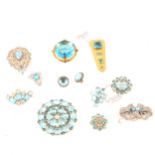 Vintage costume jewellery with faux aquamarines and blue topaz.
