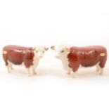 A Beswick Hereford "Ch. of Champions" Bull and Cow.