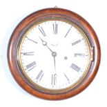 Stained mahogany wall clock, marked EWF Roberts BH.