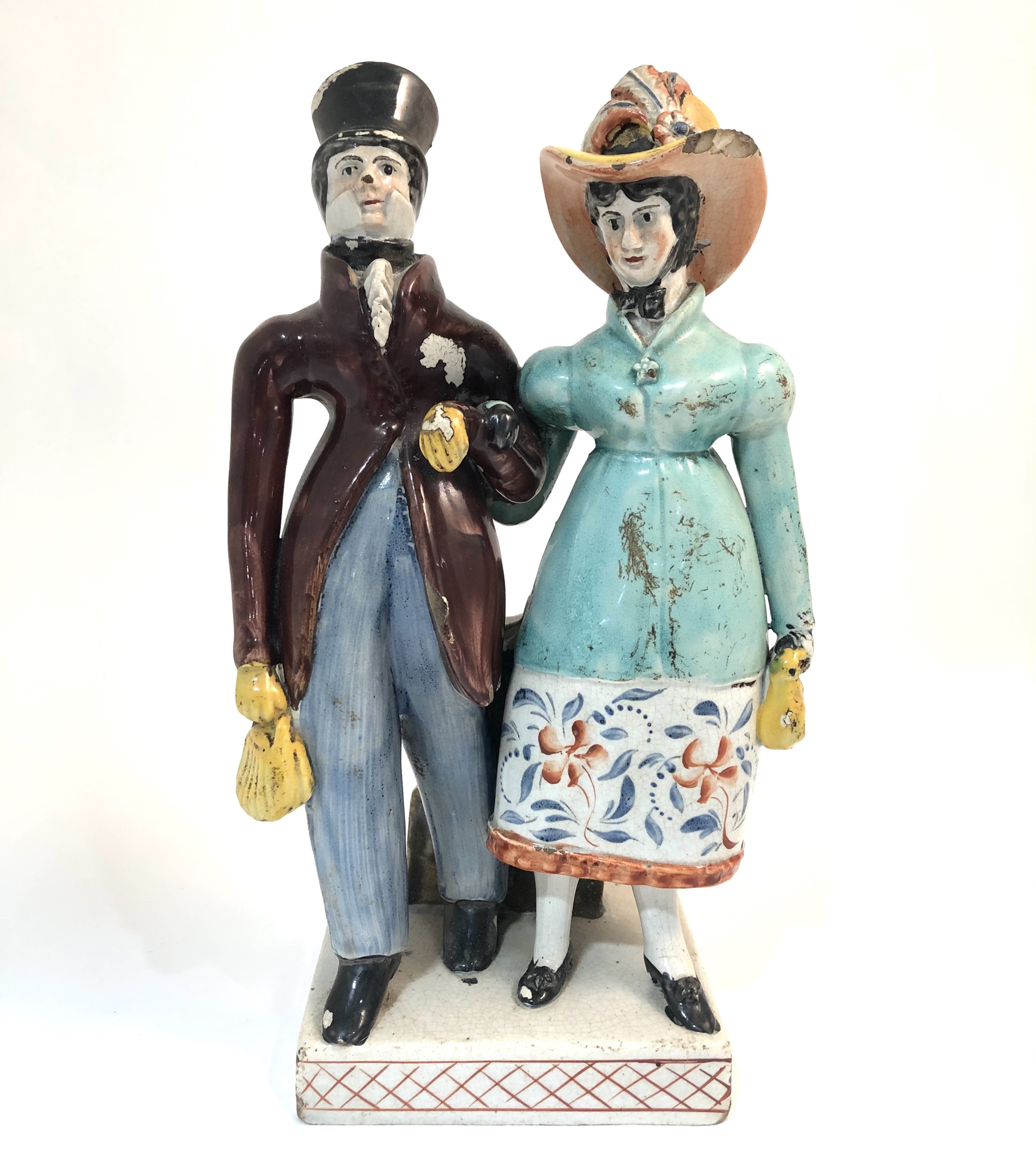 A Staffordshire pearlware group of Dandies, early 19th century.