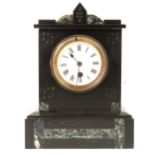 Black marble and inlaid mantel clock.