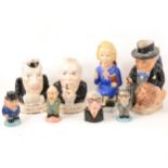 Large collection of modern commemoratives, including caricature Toby jugs