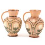 Pair of Doulton Lambeth Slater's patent Aesthetic style stoneware jugs.