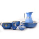 Crown earthenware six-piece toilet set.