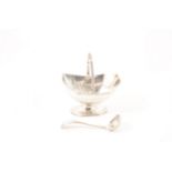 Victorian silver pedestal sugar bowl by Thomas Bradbury & Sons, London 1882, silver sifting spoon.